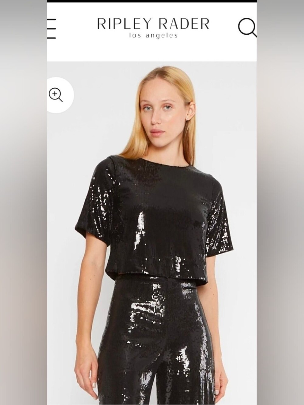Ripley Rader Black Sequin Short Sleeve Top SizeM